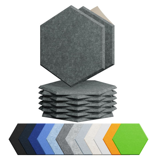 Picture of Amantech 12 Pack Acoustic Panels Self Adhesive Sound Proof Foam, High Density Sound Acoustic Foam Panel, 12X10.23X0.4 Inch Hexagon Wall Panels in Home,Office,Reccording Room,Studio(Moonlight Grey)