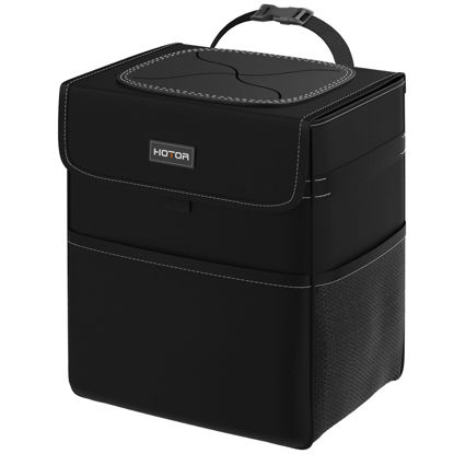 Picture of HOTOR Car Trash Can - 3.5 Gallon Ultra Large Car Organizer and Storage with Adjustable Straps & Magnetic Snaps, Waterproof Car Accessory for Interior Car Storage with Unrestricted Placement (Black)