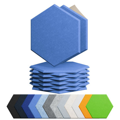 Picture of Amantech 12 Pack Acoustic Panels Self Adhesive Sound Proof Foam, High Density Sound Acoustic Foam Panel, 12X10.23X0.4 Inch Hexagon Wall Panels in Home,Office,Reccording Room,Studio(Sky Blue)