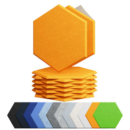 Picture of Amantech 12 Pack Acoustic Panels Self Adhesive Sound Proof Foam, High Density Sound Acoustic Foam Panel, 12X10.23X0.4 Inch Hexagon Wall Panels in Home, Office, Reccording Room, Studio(Orange)