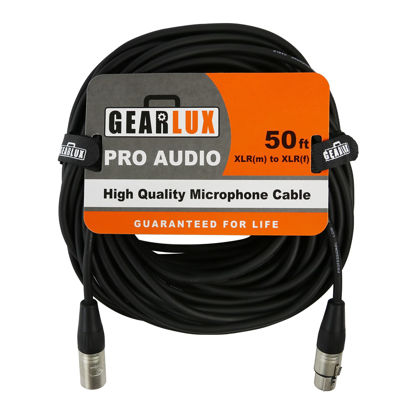 Picture of Gearlux XLR Microphone Cable, Fully Balanced, Male to Female, 50 Feet - 1 Pack