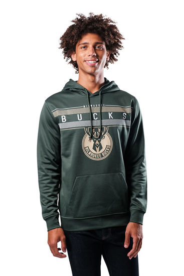 Picture of Ultra Game NBA Official Men’s Super Soft Midtown Hoodie Pullover Sweatshirt - Unisex, Milwaukee Bucks, Team Color, Small