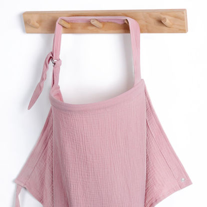 Picture of Blissful Diary Muslin Nursing Cover for Breastfeeding, Breathable Breastfeeding Cover up with Arch Neckline for Women, Nursing Apron(Blush Pink)