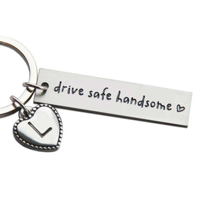 Picture of OFlyDesigns Drive Safe Handsome Keychain for Boyfriend Husband, Brother, Valentine's Gifts, Stainless Steel Key Chain, Personalized Name Keychain Gift, Boyfriend Birthday Gift