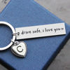 Picture of OFlyDesigns Personalized Initial Key Chain Gift, Drive Safe I Love You, Stamped Stainless Steel Keychain, Valentine's Gift, New Driver Gift, to Boyfriend, Personalized First Car Key Chain Drive Safe