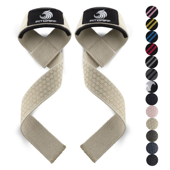 Picture of Fitgriff® Lifting Wrist Straps for Weightlifting, Gym, Deadlift, Workout (Made of Premium Cotton & Padded) - Men & Women (XS, Sand (Silicone-Grip))