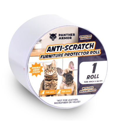 Picture of Panther Armor Anti Scratch Cat Training Tape, 4in x 30 Yard, Double Sided Sticky to Prevent Cat Scratching Furniture, Pet Deterrent Tapes for Paws