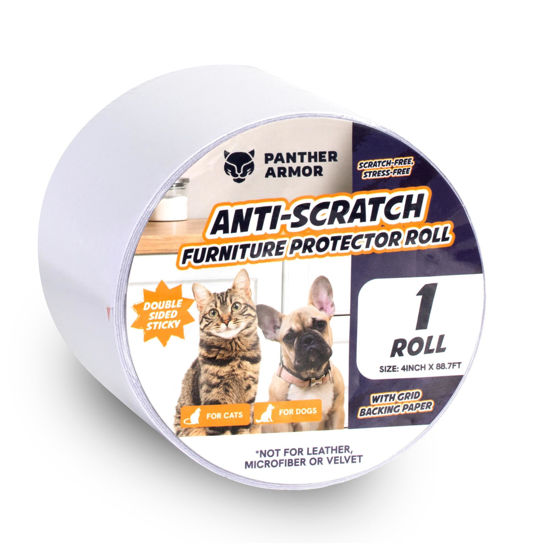 Picture of Panther Armor Anti Scratch Cat Training Tape, 4in x 30 Yard, Double Sided Sticky to Prevent Cat Scratching Furniture, Pet Deterrent Tapes for Paws