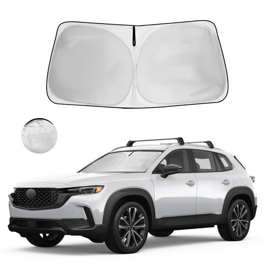 Picture of Windshield Sun Shade for Mazda CX-50 Accessories 2023 2024 Window Sunshade Fit Mazda CX50 Sunshade Windshield Cover 4 Layers Front Window Shade Sun Visor Blocks UV Keep Car Cooler