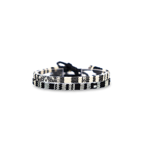 Picture of Surfer Beach Bracelet Set Men & Women - Braided Boho Summer Bracelets - Handmade Festival Jewelry - 100% Waterproof & Adjustable - Friendship Gift - Ethnic Hippie Style (Black & White)