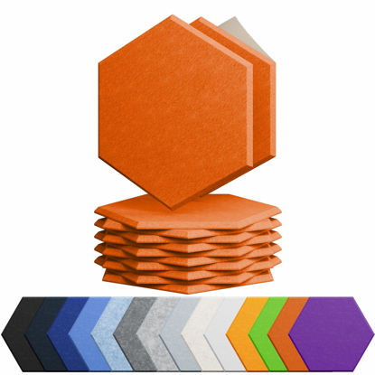 Picture of Amantech 12 Pack Acoustic Panels Self Adhesive Sound Proof Foam, High Density Sound Acoustic Panel, 12X10.23X0.4 Inch Hexagon Panels in Home, Office, Reccording Room, Studio,and more(Orange-Red)
