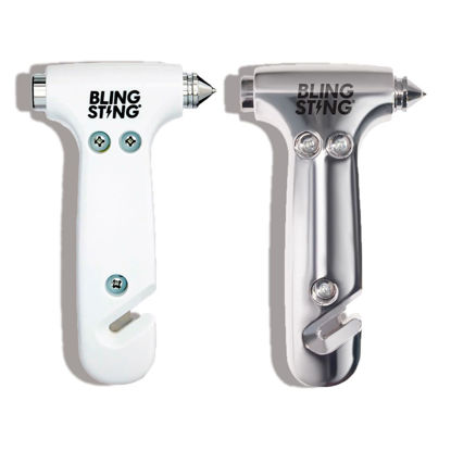 Picture of BLINGSTING Glammer Safety Hammer - Emergency Automotive Escape Hammer Tool, Seat Belt Cutter & Car Window Break Tool - White & Silver, 2 Count