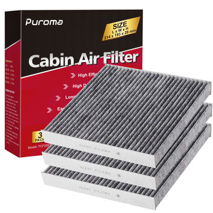 Picture of Puroma Cabin Air Filter with Activated Carbon, Replacement for CP285, CF10285, Toyota Camry, RAV4, Highlander, Corolla, 4Runner, Tundra, Prius, Sienna, Lexus, Scion, Subaru, Jaguar (3 pcs)