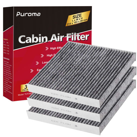 Picture of Puroma Cabin Air Filter with Activated Carbon, Replacement for CP285, CF10285, Toyota Camry, RAV4, Highlander, Corolla, 4Runner, Tundra, Prius, Sienna, Lexus, Scion, Subaru, Jaguar (3 pcs)