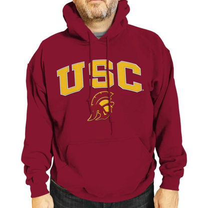 Picture of Campus Colors Adult Arch & Logo Soft Style Gameday Hooded Sweatshirt (USC Trojans - Cardinal, XX-Large)