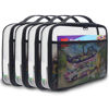 Picture of holay 4 Packs PVC Zippered Blocks Set, Toy, Clay, Board game Storage Organizer Case (Name Tag, Manual Pocket) (Black, Large)