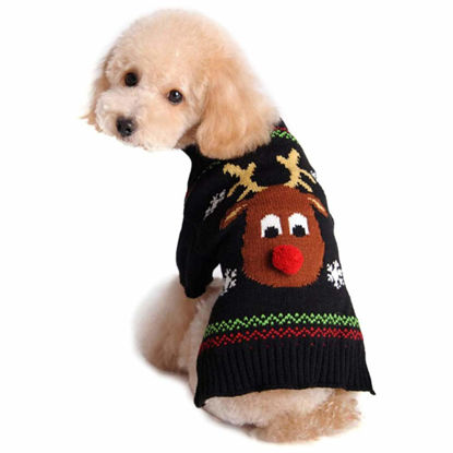Picture of NACOCO Rudolph The Red Nosed Reindeer Sweater Pet Holiday Clothes Cat Sweater Dog Sweater Winter Clothing Teddy Poodle Autumn Winter Clothes Dog Clothes(Red Nose, XXL)