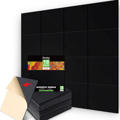 Picture of 18 Pack Black Acoustic Panels 12"X12"X 0.4"Sound Absorbing Panel Wall Decoration Soundproof Wall Panels High-Density Sound Deadening Panels Acoustic Treatment Panel For Home Studio