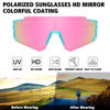 Picture of STORYCOAST Polarized Sports Sunglasses for Men Women,Driving Fishing Cycling Mountain Bike Sunglasses UV400 Protection Clear Blue Frame-Pink Mirror Lens