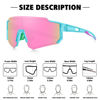 Picture of STORYCOAST Polarized Sports Sunglasses for Men Women,Driving Fishing Cycling Mountain Bike Sunglasses UV400 Protection Clear Blue Frame-Pink Mirror Lens