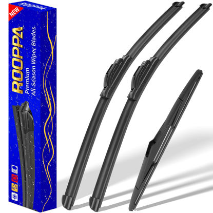 Picture of 3 wipers Replacement for 2007-2017 Jeep Wrangler/2008-2018 Jeep Wrangler JK, Windshield Wiper Blades Original Equipment Replacement - 15"/15"/13" (Set of 3) U/J HOOK