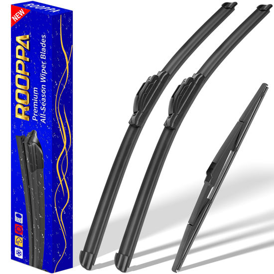 Picture of 3 wipers Replacement for 2017-2021 2022 2023 2024 Chrysler Pacifica, Windshield Wiper Blades Original Equipment Replacement - 26"/20"/14" (Set of 3) U/J HOOK