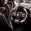 Picture of Leather Car Steering Wheel Cover, Non-Slip Car Wheel Cover Protector Breathable Microfiber Leather Universal Fit for Most Cars(Pink)