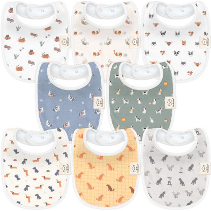 Picture of 8-Pack Organic Baby Bibs for Boys, Girls - Soft Cotton Drooling and Teething Baby Bibs, Baby Girl Bibs, Baby Boy Bibs, Baby Drool Bibs for Baby Girl, Boy, Newborn Infant Bibs (Pets & Paws)