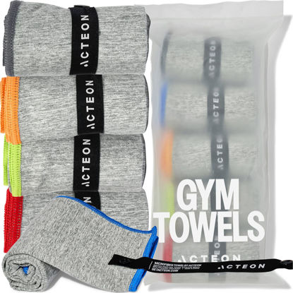 Picture of Acteon Microfiber Quick Dry Gym Towel, Silver ION Odor-Free Absorbent Fiber, Fast Drying, Men & Women Workout Gear for Body Sweat, Working Out, Towels