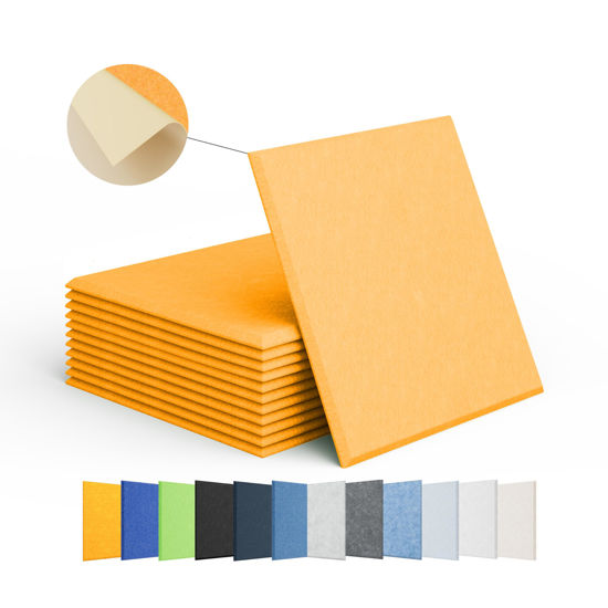 Picture of Amantech 12 Pack Acoustic Panels Self Adhesive Sound Proof Foam, High Density Sound Acoustic Panel, 12X12X0.4 Inch Square Panels in Home, Office, Reccording Room, Studio,and more(Orange)