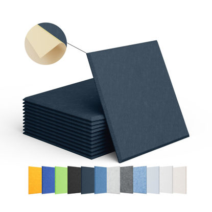 Picture of Amantech 12 Pack Acoustic Panels Self Adhesive Sound Proof Foam, High Density Sound Acoustic Panel, 12X12X0.4 Inch Square Panels in Home, Office, Reccording Room, Studio,and more(Dark Blue)