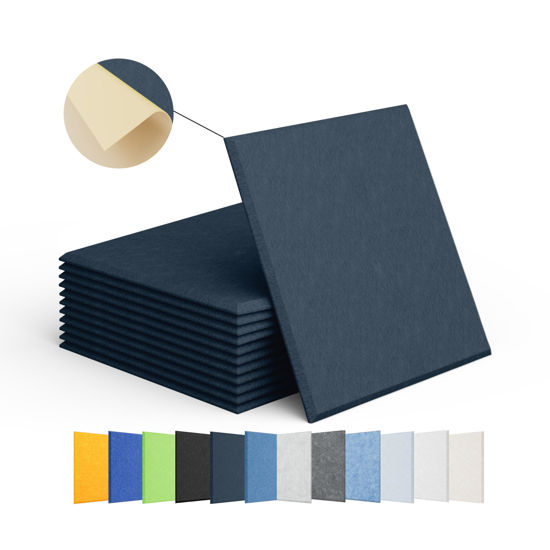 Picture of Amantech 12 Pack Acoustic Panels Self Adhesive Sound Proof Foam, High Density Sound Acoustic Panel, 12X12X0.4 Inch Square Panels in Home, Office, Reccording Room, Studio,and more(Dark Blue)