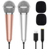 Picture of PoP voice 2PCS Mini Microphone for iPhone iPad Small ASMR Tiny Microphone for Video Recording, Singing, Vlogging, YouTube Two Mics Silver and Rose Golden