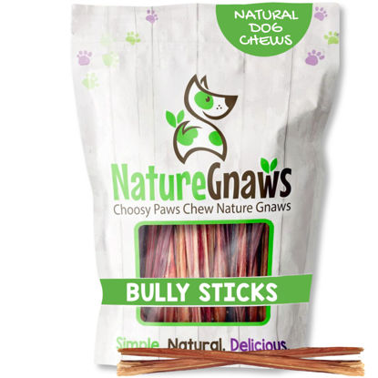 Picture of Nature Gnaws Super Skinny Bully Sticks for Small Dogs 5-6" (15 Count) - Long Lasting for Light Chewers and Puppies - Extra Thin Natural Beef Dog Chew Treats