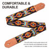 Picture of Nefelibata Cool Woven Guitar Strap - Cotton Guitar Straps with Thicked First Layer Vegetable Tanned Cowhide Leather Ends for Acoustic, Bass, Electric, Best Gift for Your Love Guitarists(Boho Yellow)
