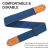 Picture of Nefelibata Guitar Strap, Blue Denim Western Guitar Straps with Thicked First Layer Vegetable Tanned Cowhide Leather Ends for Acoustic, Bass, Electric, Gift for Guitarists and Musicians