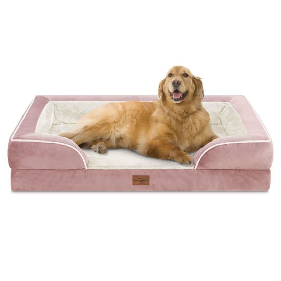 Picture of Comfort Expression Waterproof Orthopedic Foam Dog Beds XL Dog Bed, Extra Large Dogs with Bolster, Washable Dog Bed Sofa Pet Bed with Removable Cover & Non-Slip Bottom(X-Large,Pink)