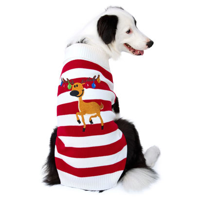 Picture of NACOCO Dog Sweater Pet Christmas Elk Bells Sweaters Halloween Reindeer for Small Dog and Cat(Red,XL)