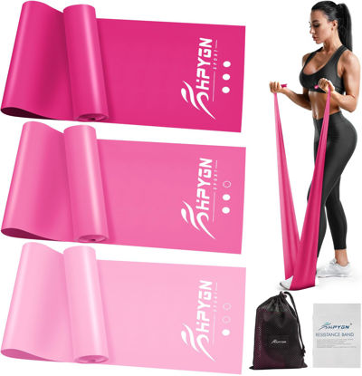 Picture of Resistance Bands, Exercise Bands for Physical Therapy Women, Stretch Bands for Yoga, Pilates, Rehab, Fitness, Strength Training, Home Exercise, Elastic Workout Bands at Home Gym