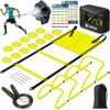 Picture of Agility Ladder Speed Training Equipment Set: 20ft Agility Ladder,12 Soccer Cones,4 Adjustable Hurdles, Jump Rope, Running Parachute Basketball Football Soccer Training Equipment for Kids Youth Adults