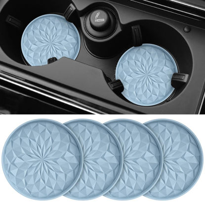 Picture of ME.FAN Car Cup Coaster [4 Pack] Silicone Car Coasters/Cup Mats - 2.75In Universal Non-Slip Recessed Car Interior Accessories - Car Cup Holder Insert Coasters Ether