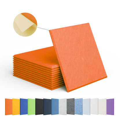 Picture of Amantech 12 Pack Acoustic Panels Self Adhesive Sound Proof Foam, High Density Sound Acoustic Panel, 12X12X0.4 Inch Square Panels in Home, Office, Reccording Room, Studio,and more(Orange-Red)