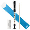 Picture of EAST TOP Soprano Recorder for Beginners, 8 Hole Plastic German Fingering Flute Recorder 3 Piece with Cleaning stick, Cotton pouch, Fingering Chart, Colorful box (Black&Ivory)