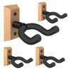 Picture of DOMMI Guitar Wall Mount 4 Pack, Guitar Hanger with Rotatable Soft Hook for All Size Guitars, Hardwood U-Shaped Guitar Holder Wall Mount for Acoustic, Electric Guitar, Bass