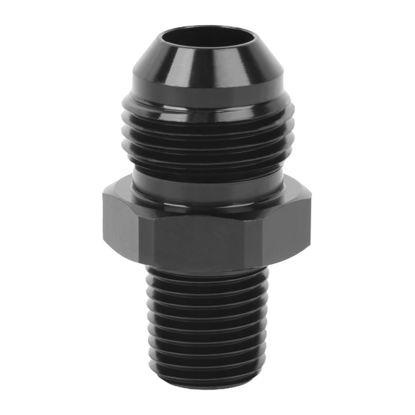 Picture of EVIL ENERGY 8AN Male Flare to 1/4" NPT Pipe Fitting Adapter Straight Aluminum Black