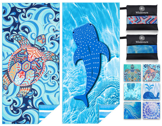 Picture of Microfiber Thin Lightweight Beach Towel Sand Free Quick Dry Absorbent Compact Towels for Swimming Pool Camping Beach Accessories Large Easy Pack Travel Things for Vacation Essentials Adult Gift