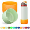 Picture of Alwenid 2PCS Silicone Water Bottle Boot for Owala 40 Oz, Anti-Slip Protective Sleeve Bottom Bumper Protector for FreeSip, Twist, and Flip Stainless Steel Water Bottles (Light Green+Orange)
