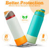 Picture of Alwenid 2PCS Silicone Water Bottle Boot for Owala 40 Oz, Anti-Slip Protective Sleeve Bottom Bumper Protector for FreeSip, Twist, and Flip Stainless Steel Water Bottles (Light Green+Orange)