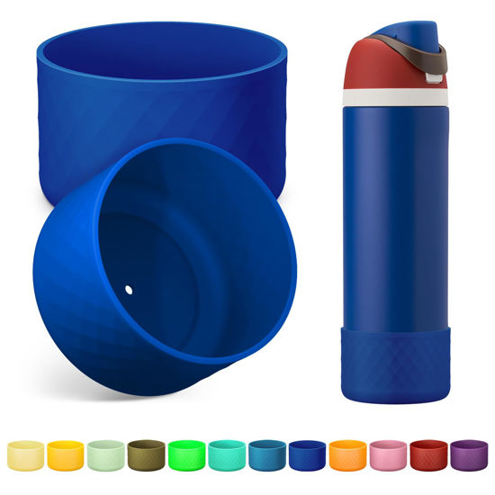 Picture of Alwenid 2PCS Silicone Water Bottle Boot for Owala 24 Oz, Anti-Slip Protective Sleeve Bottom Bumper Protector for FreeSip, Twist, and Flip Stainless Steel Water Bottles (Royal Blue)