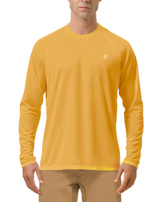 Picture of Roadbox Mens UPF 50+ Long Sleeve SPF Diving Rash Guard UV Sun Protection Shirts for Outdoor Fishing Hiking Swimming Running Golden Yellow